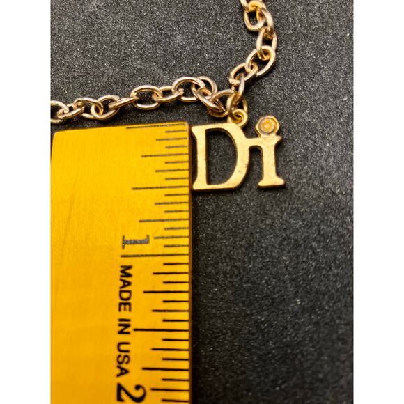 DIAMONDS INTERNATIONAL "Di" GOLD TONE LINK CHARM BRACELET AND Dolphin CHARM - Picture 6 of 8